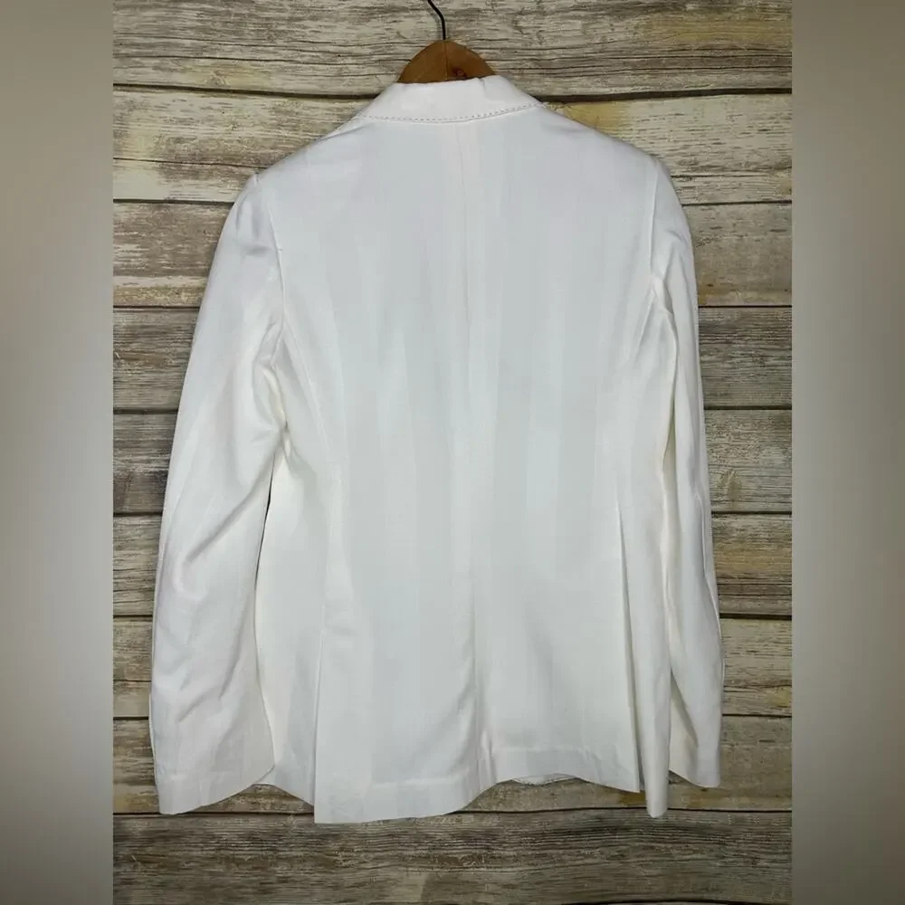 LOVE BINETTI M cream white silk striped black stitch designer blazer